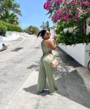 Fashionable Sexy Irregular Tie Wrap Chest Loose Wide Leg Jumpsuit