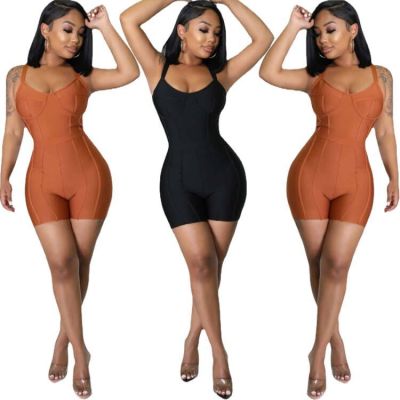 Casual Sleeveless Open Back Sexy Solid Stretch Jumpsuit
