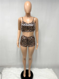 Summer Suspenders Leopard Print Two-piece Set