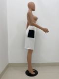 Casual Double Pocket Colorblock Skirt