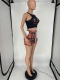 Fashion Casual Print Pocket Tank Top Shorts Two-Piece Set