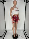 Fashion Casual Print Pocket Tank Top Shorts Two-Piece Set