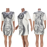 Fashion Casual Line Art Body Drawing Dress