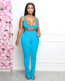 Sexy Solid Color Vest Trousers Two-piece Set