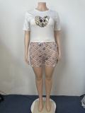 Casual Shorts Print Plus Size Two Piece