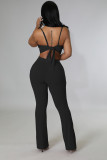 Fashion Solid Color Suspenders Open Back Wrap Chest Two-piece Set