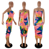 Summer Fashion Print Bandeau Dress