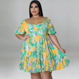 Summer New Sexy One-shoulder Print Dress