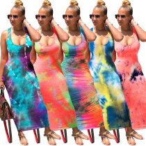 Sexy Tie Dye Tie Back Dress