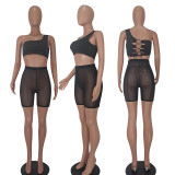 New Fashion Sexy Perspective Mesh Yarn Two-piece Set