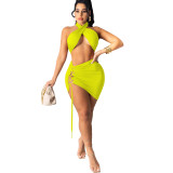 Fashion Sexy Sleeveless Vest Solid Color Two Piece Set