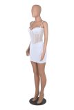 New Low-cut Perspective Mesh Yarn Stitching Sexy Dress With Suspenders