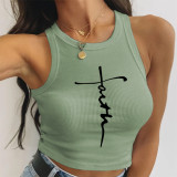 Spring/Summer Fashion Versatile Print Sleeveless Sexy Tank Top T-Shirt