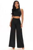 Show Navel Vest Straight Leg Flared Pants Casual Two-piece Set