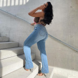 Fashion Sexy Applique Slim Jeans