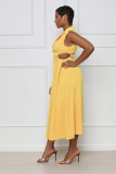 Casual Solid Color Cutout Slit Dress