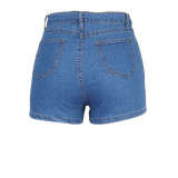 Trendy Fringed Solid Denim Shorts