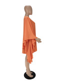 Pleated Butterfly Sleeve Loose Fashion Cape Dress