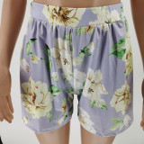 Stylish Lace-up Printed Baggy Shorts Two-piece Set