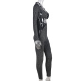 Two-piece Set Of High Elastic Wrap Chest Strap Hollow Nylon Jumpsuit