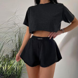 Solid Color High Waist Bag Hip Loose Casual Shorts