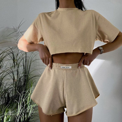 Solid Color High Waist Bag Hip Loose Casual Shorts