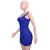 Knit Zipper Temperament Solid Color Sleeveless Slim Dress