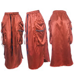 Fashion Reflective Elastic Waist Large Pocket Loose One Step Skirt