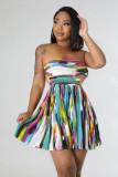Fashion Casual Painted Tube Top Holiday Dress