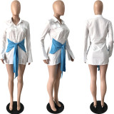Casual Paneled Shirt Pocket Dress