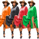 Plus Size Colorblock Loose Bat Sleeve Shirt Dress