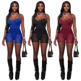Suspender One Piece Clothes Net Yarn Shorts Two-piece Set