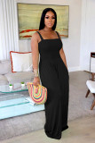 Solid Color Casual Strap Tube Top Wide Leg Jumpsuit