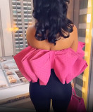 Sexy Fashion Print Backless Tube Top Bow Top