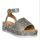 Plus Size Platform Rhinestone Fish Mouth Color Sandals