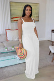 Solid Color Casual Strap Tube Top Wide Leg Jumpsuit