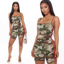 Fashion Camouflage Vest Shorts Two-piece Set