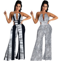 Black And White Striped Sexy Jumpsuit