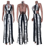 Black And White Striped Sexy Jumpsuit