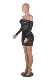Sexy Lace Cutout Long Sleeve Dress