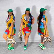 Street Hipster Loose Plus Size Graffiti Shirt Dress