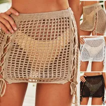 High Waist Drawstring Elastic Beach Breathable Tie-Up Skirt