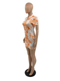 Fashion V-Neck Tie-Dye Zip Dress