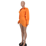 Fashion Casual Solid Color Shirt Dress