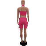 Summer Lace-Up Halter Shorts Two-Piece Set