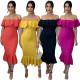 Solid Color Ruffle Fashion Elegant Dress