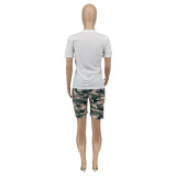 Casual Camouflage Fashion Casual Sports Short Sleeve Two-piece Suit