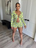 Fashion Sexy Print Long Sleeve Temperament Two-piece Suit