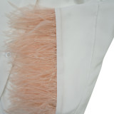 Ostrich Feather Panel Lapel Cropped Shirt