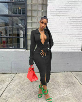 Autumn And Winter Fashion Pit Strip Flared Sleeve Dress